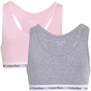 Calvin Klein Meisjes 2-pack BH Bralettes Stretch, meerkleurig (Grey Htr/Unique), 8-10 Jaren