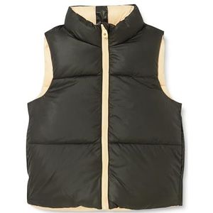 Only Kognewricky Rev. Waistcoat CP Otw gewatteerd vest voor meisjes, Zwart/Detail: Beige, 128 cm