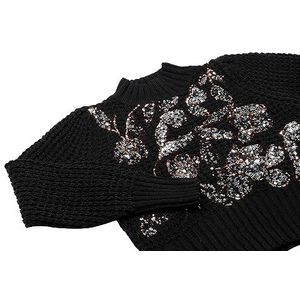 faina Dames gebreide trui met pailletten zwart maat XS/S, zwart, XL