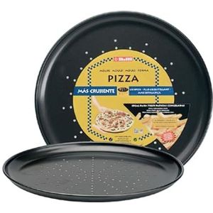 Ibili Pizzablech Moka 32 cm, plaatstaal, zwart, 32 x 32 x 2 cm