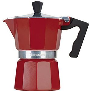 Barazzoni De gekleurde koffiemaker voor 3 kopjes, aluminium, rood, 8,7 x 15,1 x 15,7 cm