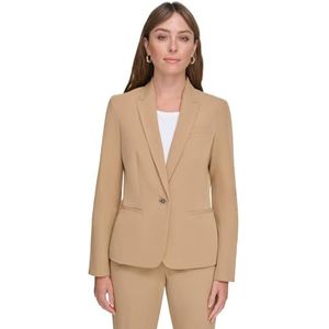Tommy Hilfiger Zakelijke blazer met flatterende pasvorm en een knoopsluiting voor dames, Tijgeroog, 12