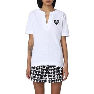 Love Moschino Dames Slim Fit Short-Sleeved V-hals T-Shirt, optisch wit, 40, wit (optical white), 40