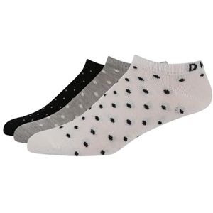 DKNY Dames enkelsokken, dames designer katoenen sokken, maat 4-7 multipack van 3, Trainer Liners in zwart/grijs/wit sportontwerp, Zwart, 37-40 EU