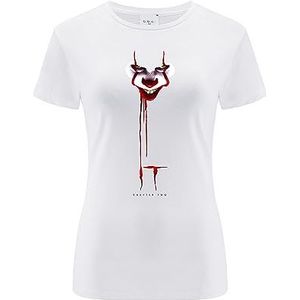 ERT GROUP Origineel en officieel gelicentieerd Horror White T-shirt voor dames, Patroon It 024, eenzijdige print, maat S, It 024 Wit, S