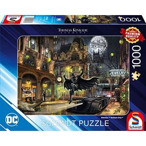 Schmidt Spiele 57588 Thomas Kinkade, Batman, Gotham City, puzzel met 1000 stukjes, normaal