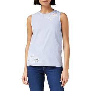 Koton Dames bloemenborduurwerk en transparante kanten blouse, wit (gestreept 03N)., 40 NL