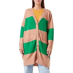 True Religion Dames oversized lange cardigan gebreide jas, beige/groen, standaard