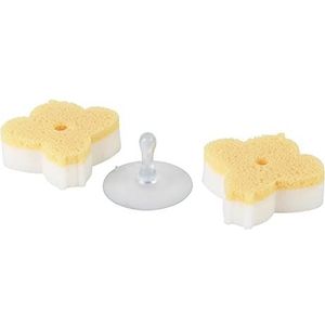 Kleeneze KL072832EU7 Busy Bee 2 Pack Double Sided Sponges, Remove Tough Stains & Burnt On Grease, Double Layer Scratch Free Abrasive Surface & Super Absorbent Soft Sponge, Ergonomic Palm Size Design