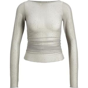 Jack & Jones JXKIA LS Shine TOP WVN, Grijs flanel/detail: zilveren schorestones, S
