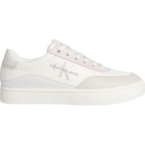Calvin Klein Jeans Dames klassieke Cupsole Low LACE LTH ML Sneakers, Eggshell/Creamy White/Whisper Pink, 4 UK, Eierschaal Romig Wit Whisper Roze, 37 EU