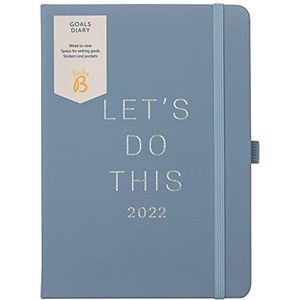 Busy B 3189 Doelen Dagboek loopt januari - december 2022, A5 Blue Week om Doelinstelling Planner met stickers, zakken en notities te bekijken