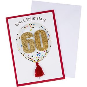 Verjaardagskaart voor 60e verjaardag lifestyle - cijferkaart ballon - 11,6 x 16,6 cm