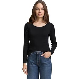 TOM TAILOR T-shirt met lange mouwen voor dames, 14482 - Deep Black, XXL