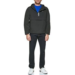 Tommy Hilfiger Heren Retro Lichtgewicht Taslan Hooded Popover Waterbestendig Windjack, Zwart, S