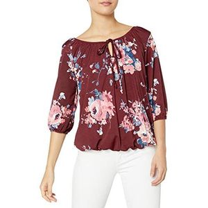 Star Vixen Blouse voor dames, Bourgondië/Bloemen, M (Klein)