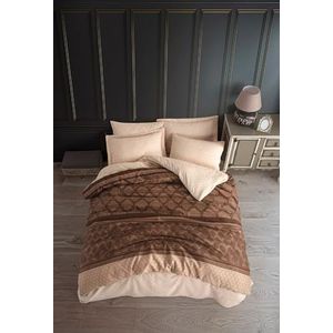 Nuit Des Rêves Elegant Single Quilt Cover Set (135 x 200 cm), Brown & Dark Brown | 65% katoen, 35% polyester, 120 Thread Count | Machine wasbaar, Button & Envelope Sluiting