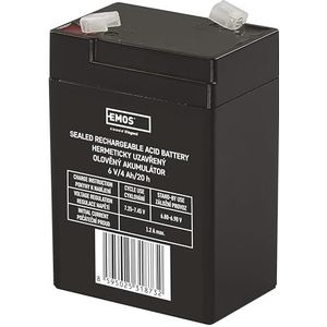 EMOS - Onderhoudsvrije loodaccu - 6V 4Ah - AGM-accu - Faston 4,7 mm aansluiting - Voor noodverlichting - 70x47x101 mm