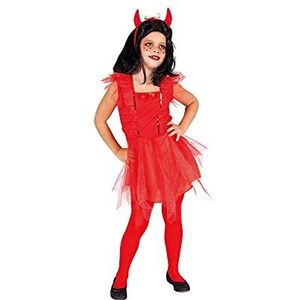Rubies Leuk Diablesa-kostuum voor meisjes, kousen en accessoires, duivelshoorns, officieel Halloween, carnaval, Kerstmis, verjaardag, rode jurk, S