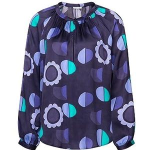 Seidensticker Damesblouse, modieuze blouse, regular fit, ronde hals, lange mouwen, 100% viscose, blauw, 36