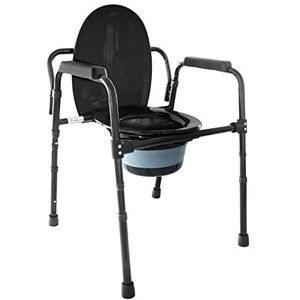 PEPE - Handicap Toiletstoel voor Ouderen, Toiletcommode voor Senioren in Hoogte Verstelbaar, 3 in 1 Toiletstoel met Emmer, Bedside Commode Pot, Commode Stoel voor Toilet met Armen en Emmer, Zwart