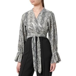 Sookie Dames wikkelblouse met pailletten 19523476-SO01, grijs, S, grijs, S