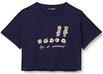 Cropped T-shirt met madeliefjes