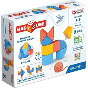 Geomag - Magicube 1+ Shapes - Magnetische Bouwblokken voor Kinderen - 3 Kleuren en Vormen - 9 Blokken - 1-5 Jaar - 100% Gerecycled Plastic