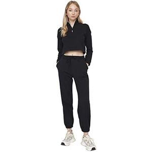 TRENDYOL Loungewear Joggingbroek met hoge tailleband, skinny fit, zwart, M