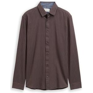 TOM TAILOR heren overhemd, 39357 - Brown Navy Fine Stripe, XL
