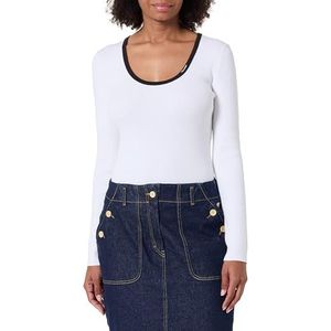 Calvin Klein Jeans vrouwen LS kleur geblokkeerd katoenen trui LV044D360G truien, zwart (zwart), XS, Zwart (zwart), XS