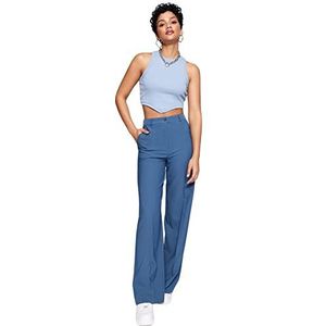 Trendyol Vrouwen Hoge Taille Brede Pijpen Flare Broek, Indigo, 36