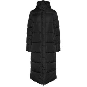 PIECES Pcmaddie Long Puffer Jacket Noos Bc gewatteerde jas voor dames, zwart, XS