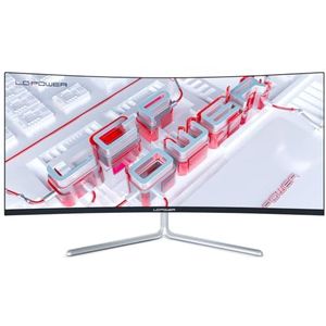 LC-POWER LC-M34-UWQHD-100-C Gaming Monitor 34"" gebogen Ultra WQHD Display 16:9, 4ms, VA, 1*HDMI, DVI, AUX, 100Hz zwart wit