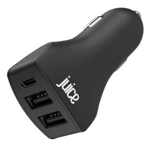 Juice Autolader met 3 poorten | 37 W USB-C-poort met snel opladen | 2 x USB-A-poorten