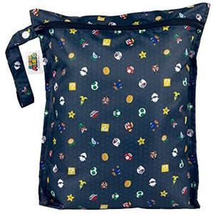 Bumkins Waterdichte natte tas, wasbaar, herbruikbaar voor reizen, strand, zwembad, kinderwagen, luiers, vuile gymkleding, natte badpakken toiletartikelen 12x14 - Nintendo Super Mario Lineup