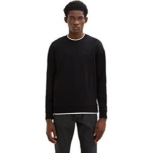 TOM TAILOR Denim Uomini Relaxed Fit Basic Sweatshirt 1034150, 29999 - Black, L