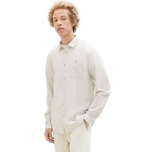 TOM TAILOR Denim Slim fit Dobby overhemd voor heren met borstzak, 30687-grijs Gebroken Witte Structuur, XL