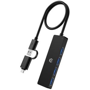 4-poorts USB-hub, USB 3.0 hub voor MacBook Pro/Air, USB A naar C Hub, Ultra-Slim USB-splitter Multiport Adapter 5 Gbps Data Hub voor iMac Pro, Xbox, PS4, Dell, HP, Surface, Notebook PC, Tesla-model 3,