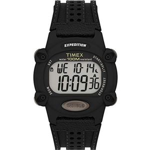 Timex Expeditie Digitaal CAT herenhorloge van 39 mm – zwarte kast met zwarte stoffen/leren band TW4B20400