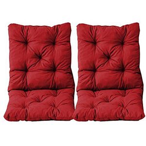 Ambientehome Set van 2 zitkussens en rugkussens stoel Hanko, rood, ca 50 x 98 x 8 cm, bekleding