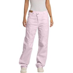 Replay Zelmaa Loose Fit Wide Leg Jeans voor dames, 066 Bubble Pink, 26W x 32L