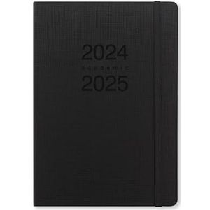 Letts of London Memo A5 academische 2024/2025 dag naar een pagina met afsprakendagboek - zwart