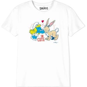 Les Schtroumpfs So Cute Smurflette GISMURFTS019 T-shirt voor kinderen, wit, maat 08 jaar, Wit, 8 Jaren