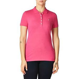 Nautica Katoenen poloshirt met 5 knopen en korte mouwen voor dames, M