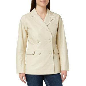 NAEMI Leren blazer voor dames 29027095-NA01, wolwit, XS, wolwit, XS