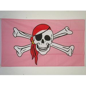 AZ FLAG Piratenvlag, roze, bandana, rood, 90 x 60 cm - vlag Pink Capria, 60 x 90 cm - vlaggen