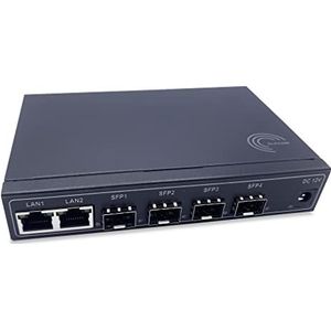 Elfcam® - Gigabit Ethernet Switch met 4 SFP-poorten en 2 Ethernet-poorten 10/100/1000 Mbps, Plug & Play, niet beheerd, robuust metaal (4 SFP-aansluitingen)