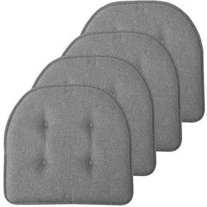 Sweet Home Collection Stoelkussen traagschuim pads getufte slip antislip rubberen rug U-vormige 43 cm x 40 cm stoelhoes, 2 stuks (Pack van 2), grijs