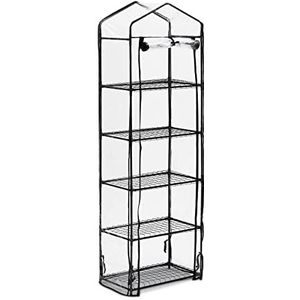 Relaxdays kweekkas balkon - 193 x 58 x 36 cm - 5 etages - ijzer - pvc folie - foliekas